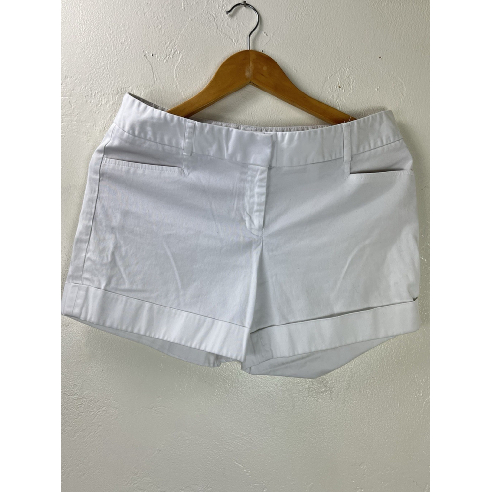 express chino shorts womens size 4 flat front mid rise white - Picture 3 of 11